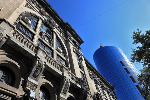 In the centre, office building, bank building, historic post office building and police building