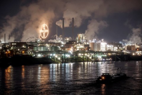 Leverkusen, North Rhine-Westphalia, Germany - Bayer Chempark Leverkusen, the Bayer Cross logo of