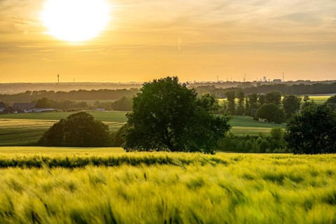 View over the Ruhr valley, to the west, from Mülheim an der Ruhr, in the direction of