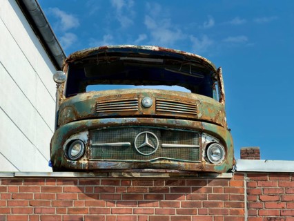 Mercedes-Benz, truck, historic, old, Kurzhauber, Daimler-Benz, motor vehicle, rusted, corrosion,