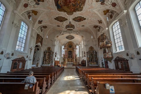 Interior of the parish church of St. John the Baptist, built in 1475 as a Gothic church,