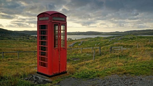 Europe, Scotland, Great Britain, England, landscape, Red Phone Box, Highlands