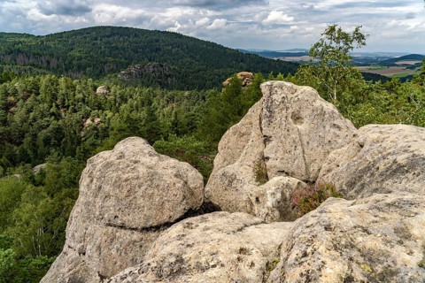 Mühlsteinbrüche hiking area near Jonsdorf in the Zittau Mountains, Upper Lusatia, Saxony, Germany