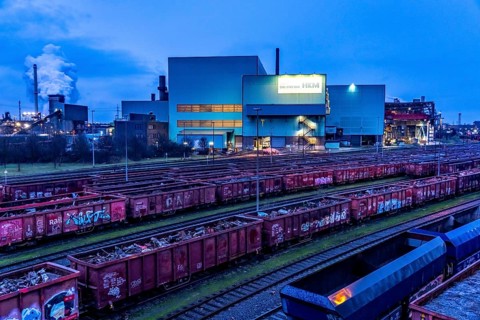 Hüttenwerke Krupp-Mannesmann, HKM in Duisburg, houses of the blast steel plant, coking plant,