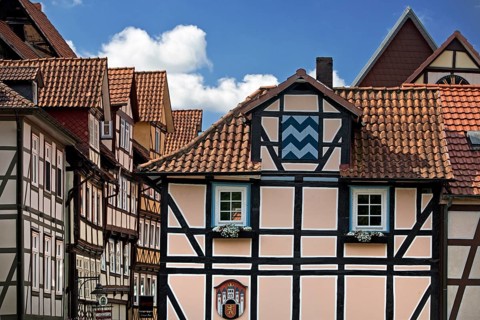 Half-timbered houses in the old town, Deutsche Fachwerkstrasse, Hann. Münden or Hannoversch Münden,