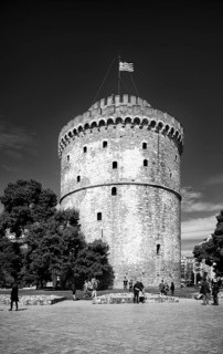 White Tower, Thessaloniki, black and white, Macedonia, Greece