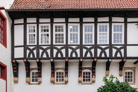 Façade of the castle pharmacy in Bad Iburg, Osnabrücker Land, Lower Saxony, Germany