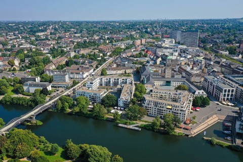 Mülheim an der Ruhr, North Rhine-Westphalia, Germany - City overview Mülheim an der Ruhr, in front