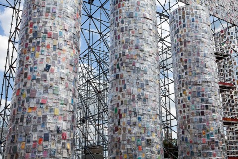 'The Parthenon of Books' by the Argentinian conceptual artist Marta Minujin, banned books,