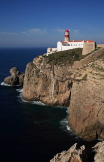 The lighthouse right on Cabo de Sao Vicente in the Algarve at the southwesternmost point of