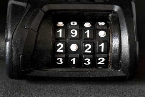 Black bicycle lock, combination lock, number, year 2021, detail