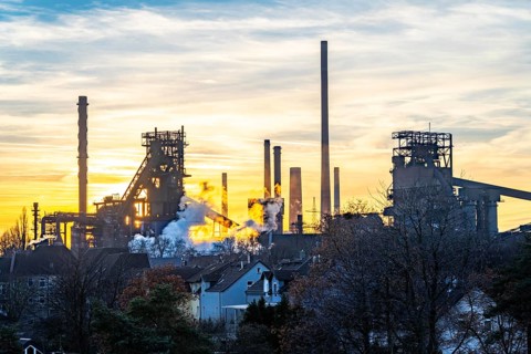 Blast furnace Schwelgern 1 and 2, ThyssenKrupp Steel Schwelgern plant in Duisburg-Marxloh is part