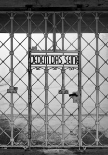 Tor tor to the beech forest concentration camp with the slogan Jedem das Seine on the entrance