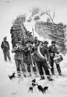 Fire brigade parade in 1889, here in Herrnskretschen, today Hrensko, Czech Republic, Historic,