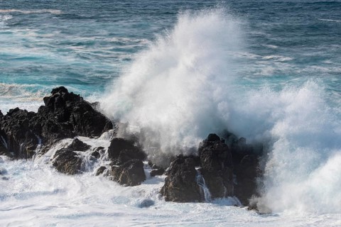 Waves on the ocean off Madeira, Porto Moniz, Madeira, Portugal