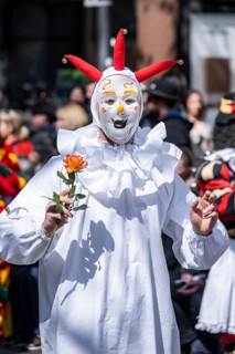 Participants dressed up as jesters from the guest canton of Schwyz, jesters' symposium of the