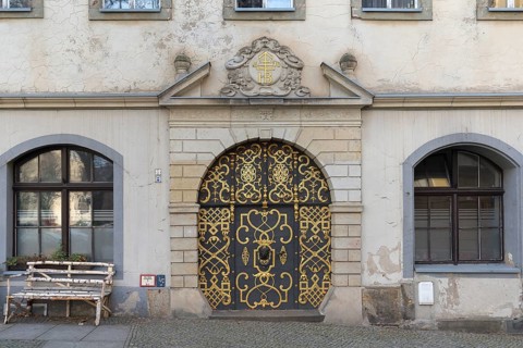 Wrought iron gate at Fleischmarkt, 1670, Bautzen, Upper Lusatia, Saxony, Germany