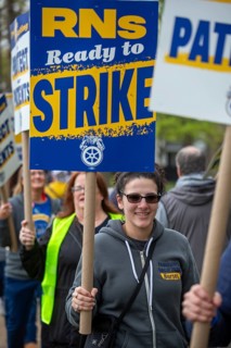 Dearborn, Michigan USA - 29 April 2026 - Teamster nurses 'practice picket' at Corewell Health East.