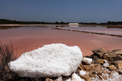 On the Spanish Balearic island of Majorca, there are large chunks of sea salt in a saltworks. Sea