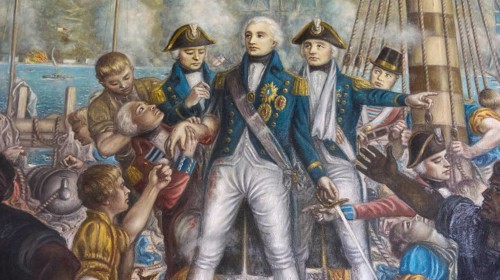 Museo Militar, Military Museum, Admiral Nelson, seriously wounded in the arm, dramatic depiction of
