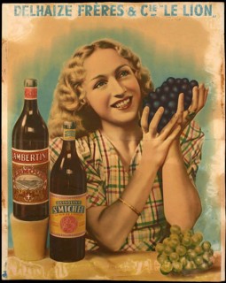 Advertising poster, beverage advertisement, advertising poster for Delhaize Frères & Cie Le Lion