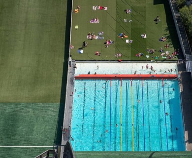 Outlet, large hill, ski jump, Salpausselkä ski jumps, with large swimming pool, outdoor pool in