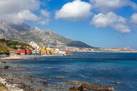 Coastal village and beach of Benzu, Ceuta, Spain, North Africa