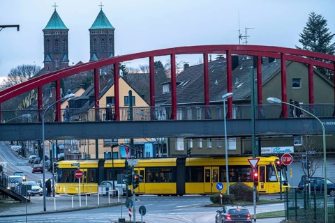 Former railway bridge, over Helenenstraße, in Essen Altendorf, part of the RS1 cycle highway,
