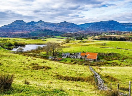 Autumn colors over Farms and Fields, Wales, UK