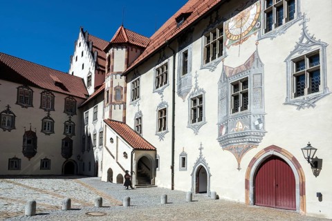 Courtyard, Hohes Schloss, Füssen, Ostallgäu, Allgäu, Bavaria, Germany