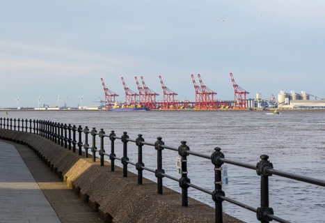 Port Of Liverpool gantry cranes at Seaforth Dock container terminal, Liverpool, Merseyside,