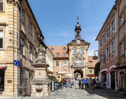 Old Town Hall across the Upper Bridge, Bamberg, Bavaria, Germany