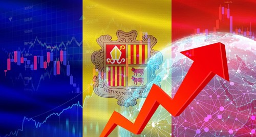 Global financial growth with Andorra flag. Financial growth with Andorra flag on economic