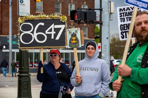 Detroit, Michigan USA - 1 May 2026 - The labor movement and supporters held a May Day rally,