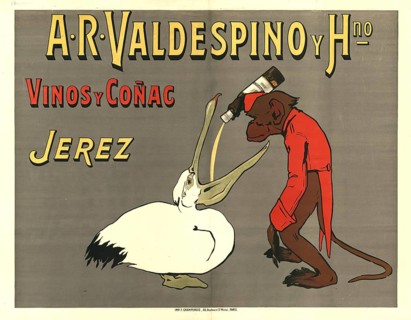 Advertising poster, beverage advertisement, advertising poster for A.R. Valdespino y Hno, one of