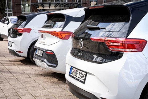 Range of cars including Volkswagen ID.3 and Cupra, Deer, E-Carsharing, Stuttgart, Germany