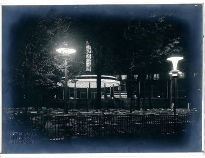 Berlin, Charlottenburg, zoological garden, zoo restaurant at night, modern lighting, nocturnal