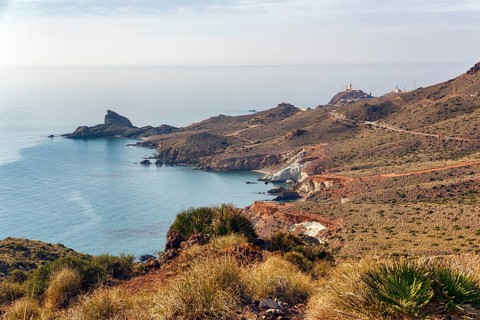 Morrón de Punta Baja coastline, volcanic mountains and bays, volcanic rocks, wild coastal