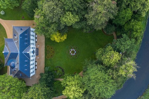 Germany, Greizer Park, Sommerpalais Greiz, Thuringia, Thuringia, aerial view, cultivated landscape,