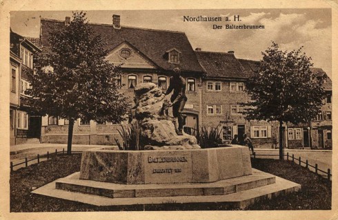 Picture shows the historic Baltzerbrunnen on the Hagen in Nordhausen am Harz, Thuringia, Germany,