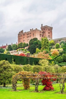 Autumn colors over Powis Castle and Garden, Welshpool, Powys, Wales, UK