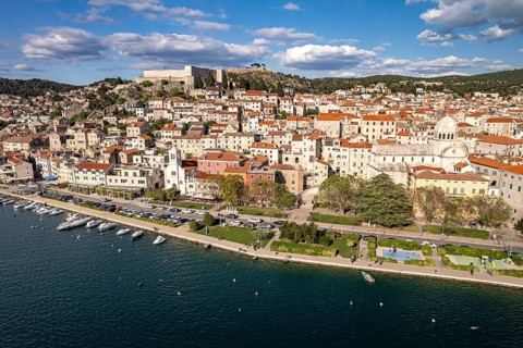 City view of Sibenik seen from the air, Croatia