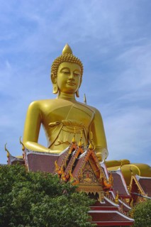 The 69-metre Buddha statue (Big Buddha Bangkok), in the lotus position, visible from afar across
