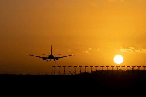 Boeing 737 commercial passenger airliner jet aircraft of Ryanair airways in flight on approach to