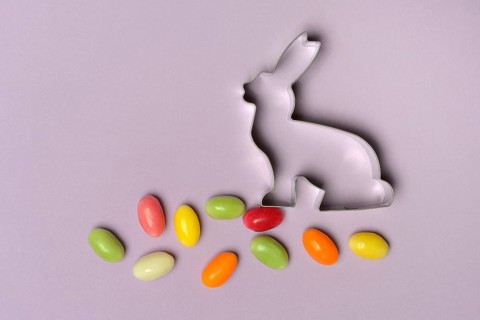 Bunny baking tin and sugar Easter eggs, cookie cutter