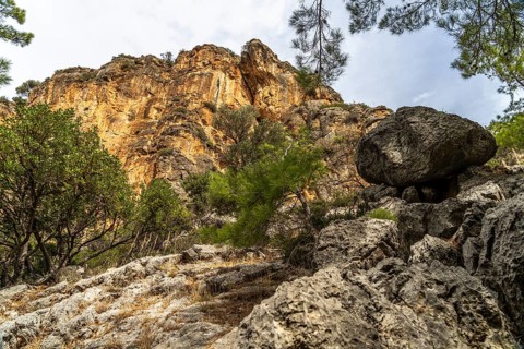 Hiking trail through the Lissos gorge near Sougia, Crete, Greece