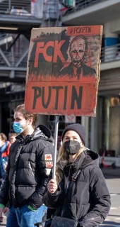Peace demonstration against the war in Ukraine, instead of the Rose Monday parade in Cologne, with