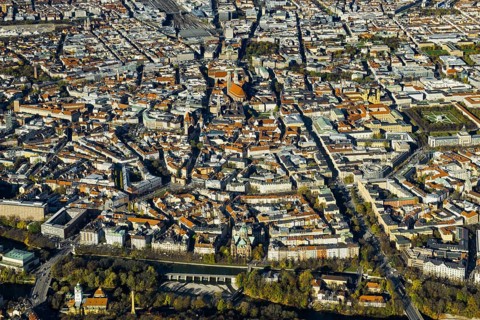 Munich city centre, aerial view, bird's eye view, Munich, Bavaria, Germany