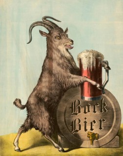 Advertising poster, beverage advertisement, advertising poster for bock beer from around 1880 to