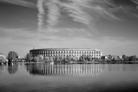 General view of the former incomplete Congress Hall of the NSDAP 1933-1945, front the Dutzenteich,